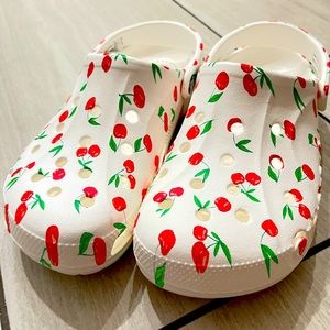 Classic Crocs White with cherries. Women’s size 8.
